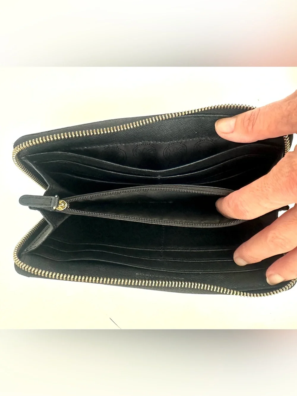 Michael Kors Black Large Saffiano Leather Wallet with Gold Logo
